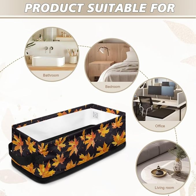 Thanksgiving Maple Leaf Toilet Paper Basket Bathroom Basket with Handle, Toilet Roll Storage Modern Organizer and Storage Container, Decorative Shelf Bin Bathroom Decor