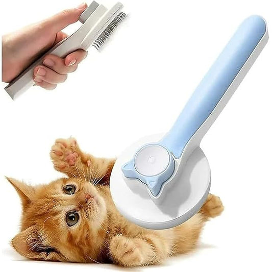 Self-Cleaning Slicker Brush, Dog Cat Bunny Pet Grooming Shedding Brush, Easy to Remove Loose Undercoat, Pet Massaging Tool Suitable for Pets with Long or Short Hair (Blue)