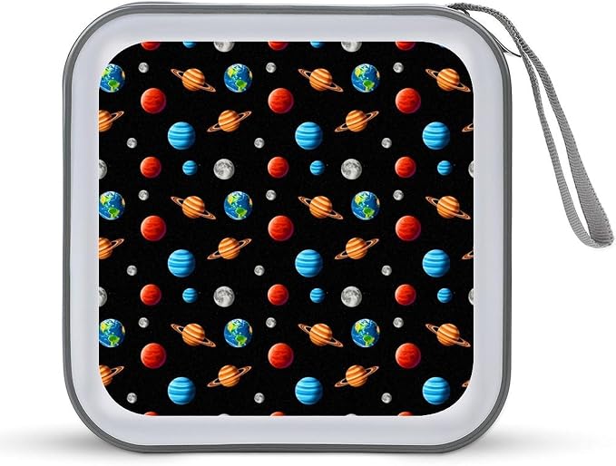 CD Holder Galaxy Planet 40 Capacity Protective Disc Storage Case | Hard Plastic, Galaxy Planet CD DVD Organizer Wallet Portable for Car Home Office Travel
