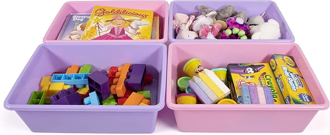 Humble Crew Plastic Storage Bins for Kids, Large Removable Toy Organizer | BPA-free, lightweight, fits cubbies and bookshelves, compatible with most toddler shelving for playroom, bedroom, or nursery