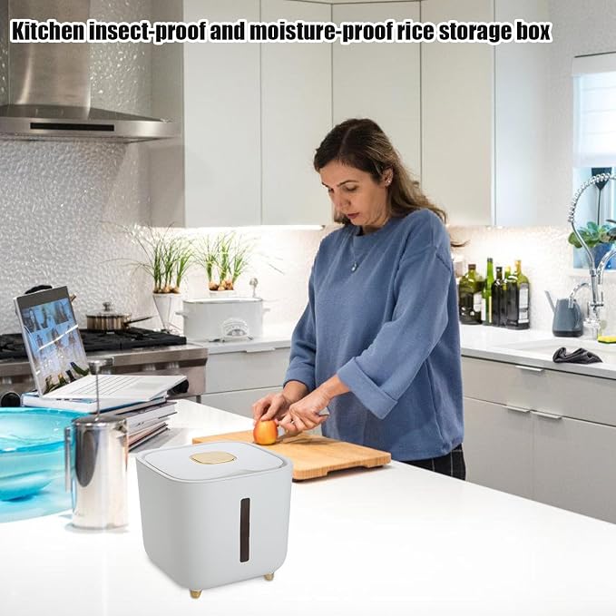 Rice Storage Container Large Stackable Lidded Household Food Storage Box | Food Container for Grains Flour Sugar Beans Cereal Dry Goods Nuts Medicinal Materials Pasta Coffee Lentils Kernels Herbs