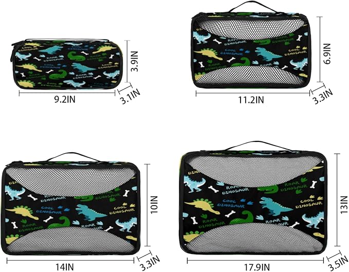 Dinosaur Pattern Packing Cubes for Travel, Luggage Packing Organizers, Dinosaurs Travel Accessories Large Toiletries Bag for Clothes Shoes Cosmetics Toiletries