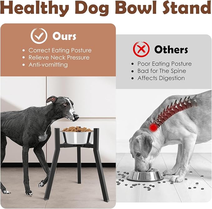 SHAINFUN Raised Dog Bowl Stand, Adjustable Width 8.3-12.6", Single Elevated Food Water Holder, Bowl Not Included