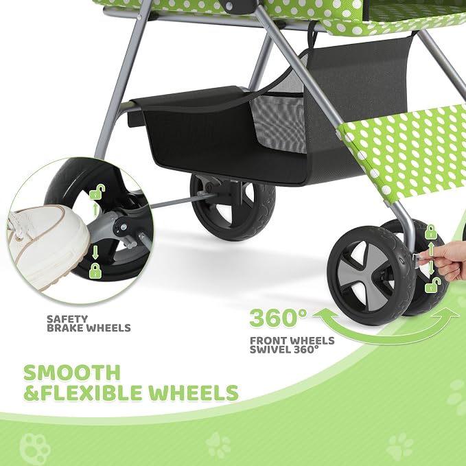 Magshion 3-in-1 Foldable Pet Stroller for Small to Medium Dogs and Cats | Dog Travel Jogger with Detachable Carrier, Cup Holder & Storage Basket, For Small/Medium Dogs & Cats Up to 33 lbs