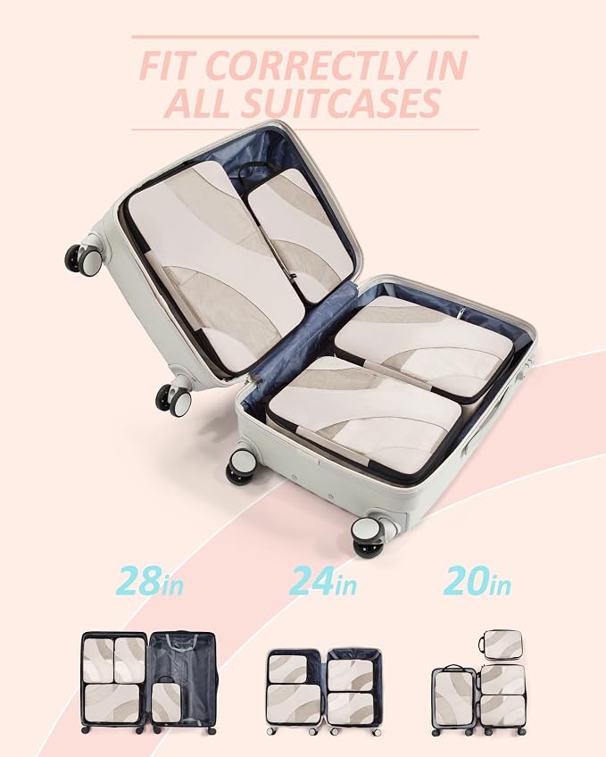 BAGSMART Compression Packing Cubes for Travel | Lightweight suitcase organizers bag set, space-saving double zipper expansion for carry-on luggage & travel organization