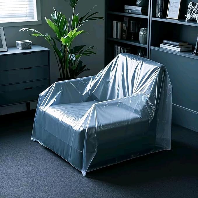 TopSoon 2Pack Heavy Duty Plastic Chair Cover,Furniture Living Room Chairs for Storage and Moving,Waterproof Dust-Proof Armchair Covers,Clear Couch Covers, 46-inch by 76-inch
