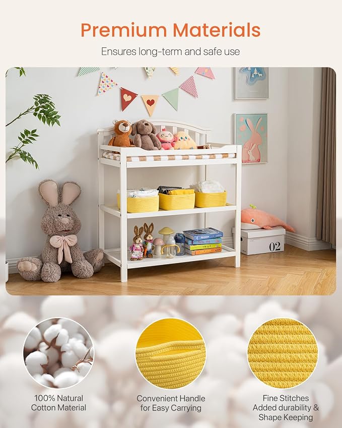 KALLAX Small Woven Storage Basket for Organizing, 12 x 8 x 4.5 inch, 3 Pack | Shelf baskets for closet organization, toy storage and home decor, Perfect as empty gift baskets for holidays, Yellow