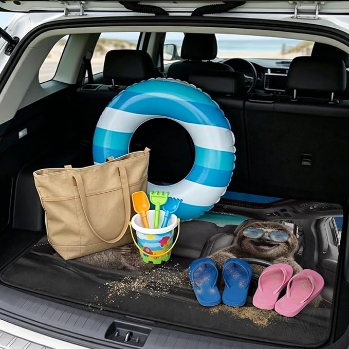 Funny Driving Animal Car Trunk Mat Universal Size 29" x 39", Funny Sloth Cargo Liner Suitable Picnic Camping Auto Protective Mat, Trunk Liner for Families/Travel Enthusiasts