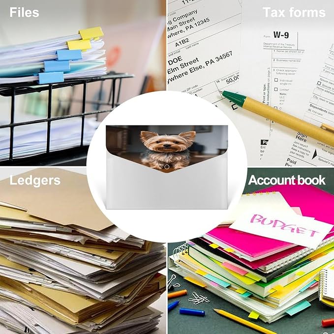 Cute Pet Yorkie Folder File Organizer Letter Size Expanding File Folder 6 Pocket Folders Documents Portable Paper Bill Receipt Organizer for Home Office Supplies