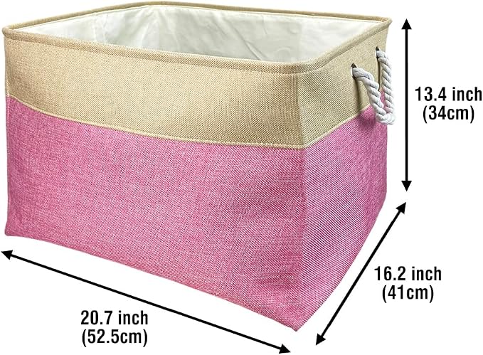 Custom Dog Basket for Toys Collapsible Storage Bin Grey Pink Blue Rectangular Pet Storage Organizer Box with Handles Extra Large Personalized Pet's Name