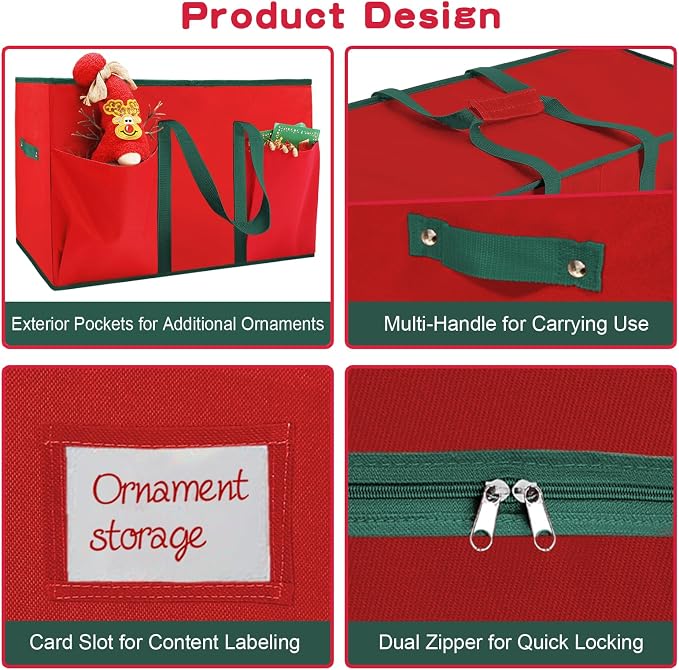 Christmas Nutcrackers Storage Box Stores 8 Figurines 15 " Storage Container | Large Ornaments Storage Box and More - Holiday Decor Organizer with Adjustable Dividers, Xmas Decorations Accessories Boxes