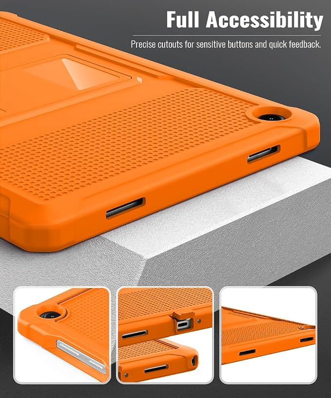 MoKo Shockproof Case Fit Samsung Galaxy Tab A11+ Plus/ A9+ 11 Inch | Full Body Rugged Stand Back Cover with Built-in Screen Protector for Galaxy Tab A11+/ A9+ Tablet, Orange