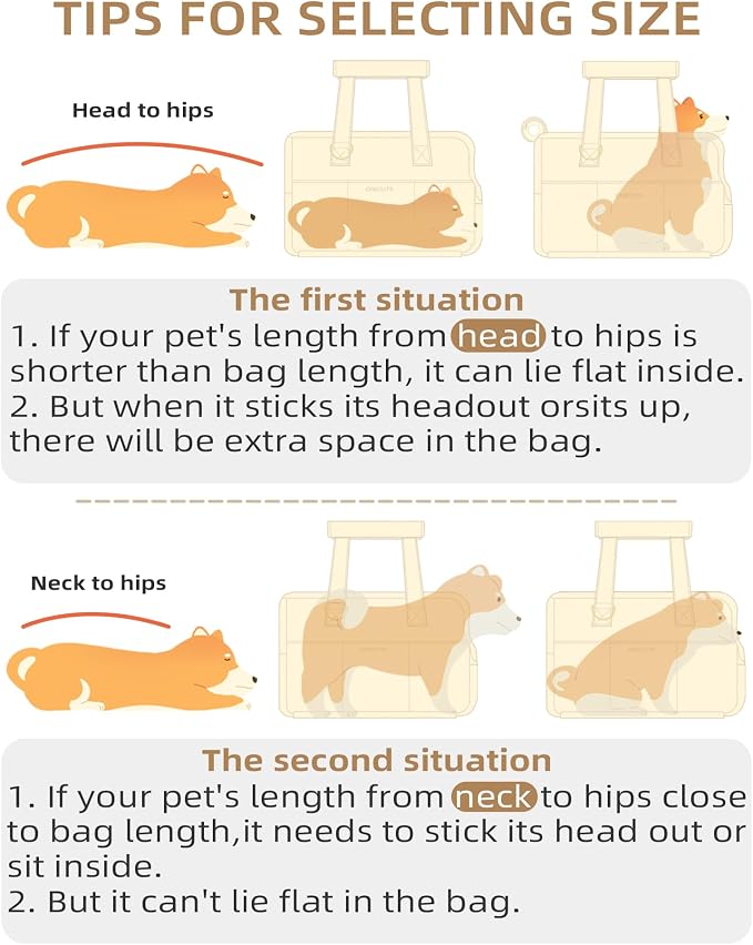 ONECUTE Dog Carrier for Small Dogs Rabbit cat with Large Pockets, Cotton Bag, Dog Carrier Soft Sided, Collapsible Travel Puppy Carrier (Grey, 17" L x 7.5" W x 12" H)