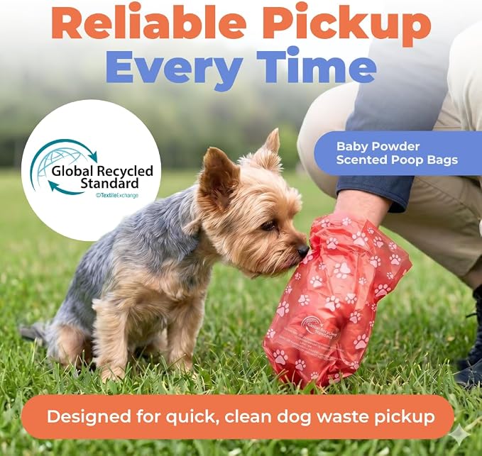 Best Pet Supplies GRS Poop Bags for Dogs - Mixed Colors, 150 Count | Scented, 50% Post-Consumer Recycled Plastic, Leak-proof, Easy-Tear perforations, Thick Bags, Fits Standard Holders