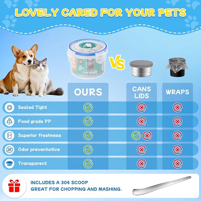 REFLYING Canned Cat Food Storage Lids Reusable Airtight Can Cover | Reusable airtight cat food can lids,Keeps wet food fresh,eliminates odor,Includes SUS 304 spoon and can opener