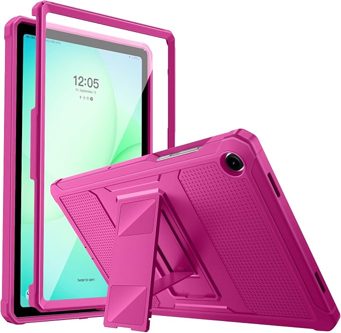 MoKo Shockproof Case Fit Samsung Galaxy Tab A11+ Plus/ A9+ 11 Inch | with Screen Protector, Heavy Duty Shockproof Protective Case, Fuchsia