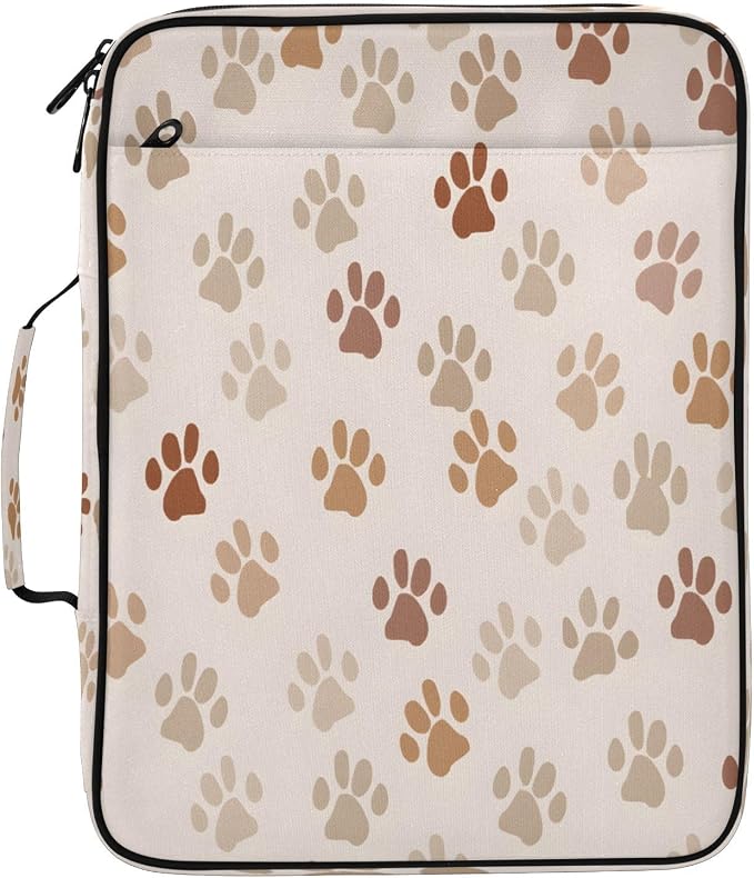 SUABO Pet Paw Expanding File Folder Binder Bag | Accordion File Organizer with Zipper & Labels, 3 Ring Binder, Multi Pockets for Office School Home Portable Lightweight