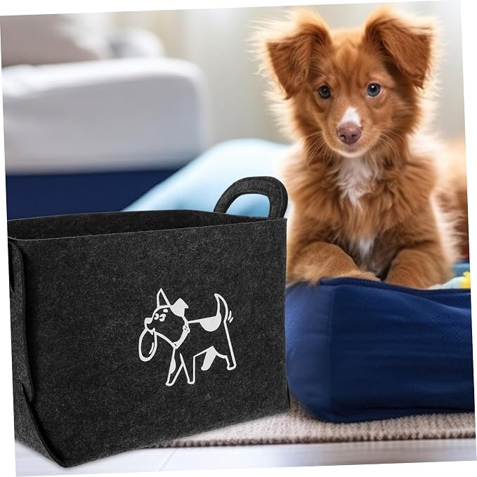 Felt Dog Toy Storage Organizer and Wear-resistant Felt Basket with Handle for Pet Toys and Household Items Color