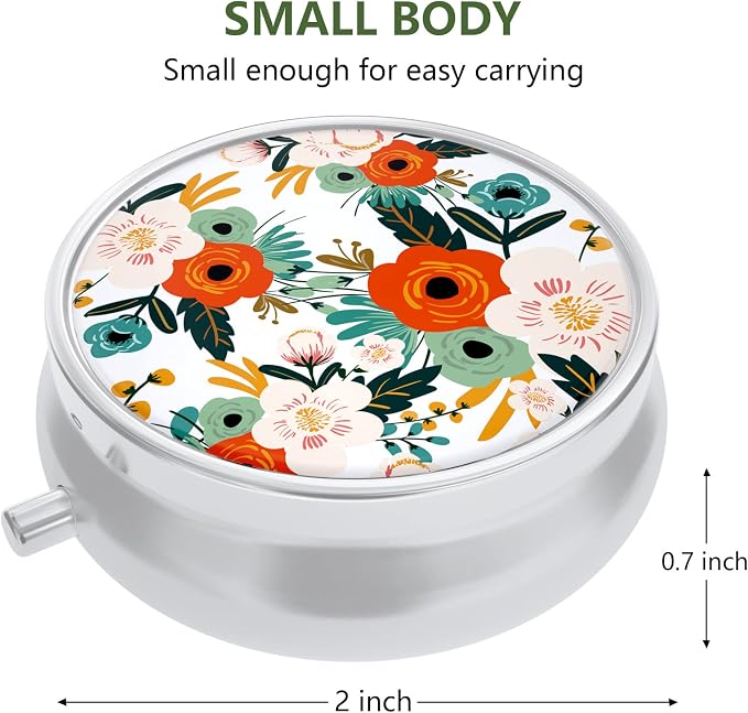 Pill Box, Small Pill Case for Purse & Pocket, Travel Medicine Organizer | Cute Travel Medicine Organizer, Portable Medicine Container Holder to Hold Vitamins, Medication, Fish Oil & Supplement