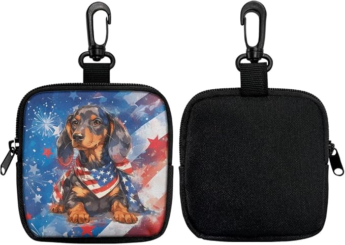 American Flag Dog Treat Pouch Dog Training Reward Pouch with Carabiner Small Dogs Treat Bag Pet Food Bags Zipper Closure to Avoid Spilling 4th of July 2026 Theme