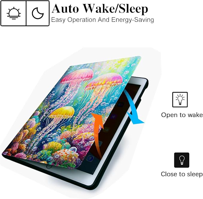 for Microsoft Surface Pro 11/10/9-13" 2024/2022 Tablet Case,Auto Wake/Sleep,Adjustable Stand Protective Cover - Jellyfish Ocean