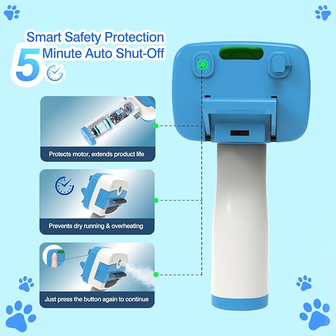 Dog Steam Brush for Dogs & Cats,5-in-1 Self-Cleaning Dog Steam Brush with 3 Swap-in Heads (Grooming, Dematting, Deshedding),Renu Dog Brush for Shedding & Hair Removal,Includes Cat Waterless Shampoo