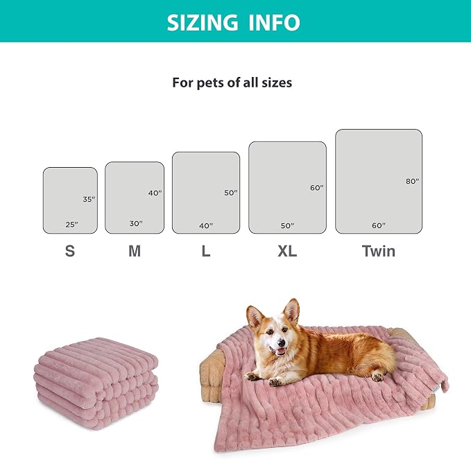 Waterproof Pet Blanket for Large Dogs & Cats - Reversible Calming Plush, Washable Furniture Cover for Couch, Bed, Car Seat, Blocks Leaks, Stains & Pet Fur (Pink, 60"x80")