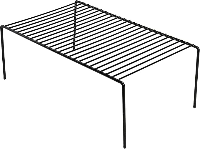 Kitchen Cabinet Storage Shelf Rack, Set of 2 Large (15.7 x 9.4 Inch) Rustproof Metal Wire Shelves Spice Shelf Rack Cupboard Organizer for Pantries Countertops Utensils Organization, Black