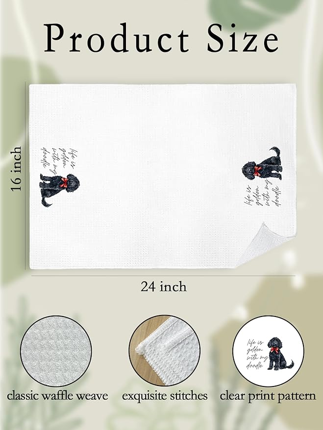 Goldendoodle Hand Towels for Bathroom - Black Golden Doodle Poodle Kitchen Dish Tea Towels, Goldendoodle Dog Mom Gifts for Women, Golden Doodle Gifts for Mothers Day/Christmas