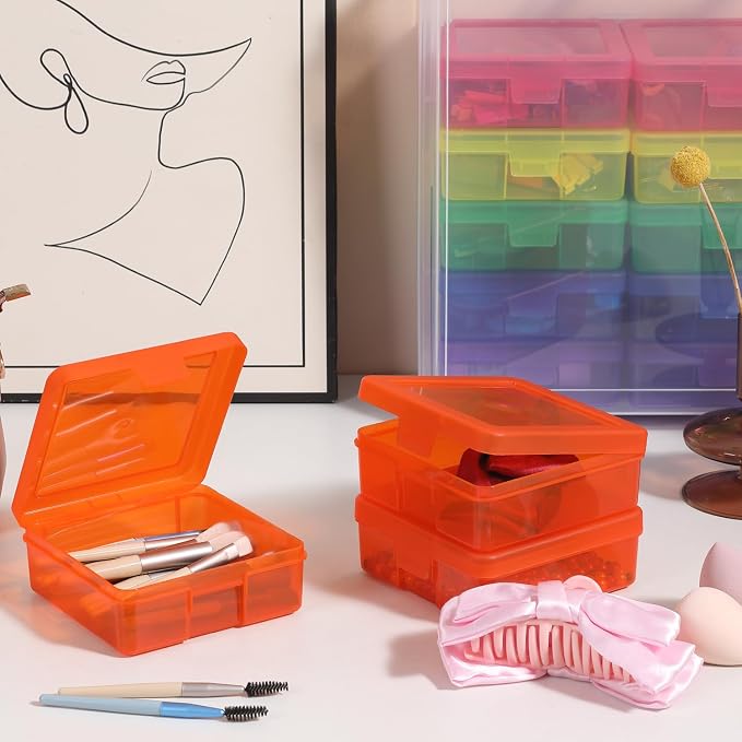 18 Pack Plastic Storage Box Arts & Crafts Storage Boxes & Organizers | Multifunctional Design,Stackable,See Through,Versatile Organization,Space-Saving,Durable,Dust Protection