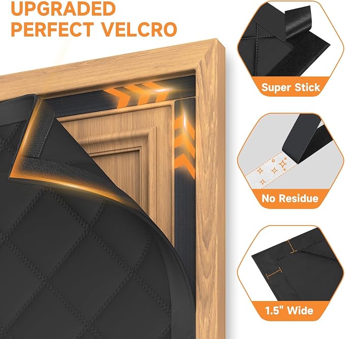 Car Garage Door Insulation Kit Fits 8x7 FT, Magnetic Thermal Insulated Door Curtain for Winter, Thermal Door Cover for Cold with Thickened Cotton, Garage Door Screen for 1 Car - Black