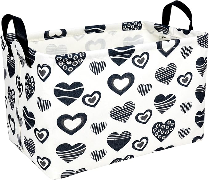 Valentine's Day Basket Gift for Empty Cute Heart Large Storage Bin for Kid and Baby Room Décor (Black Creative Love)