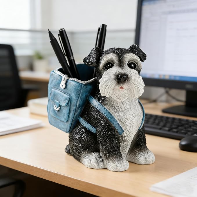 Funny Dog Pen Holder, Pen Holder for Desk Cute, Schnauzer Gifts for Women | Dog Lover Gifts, Desk Pen Organizer, Lovely Decor for Home Office School Desk