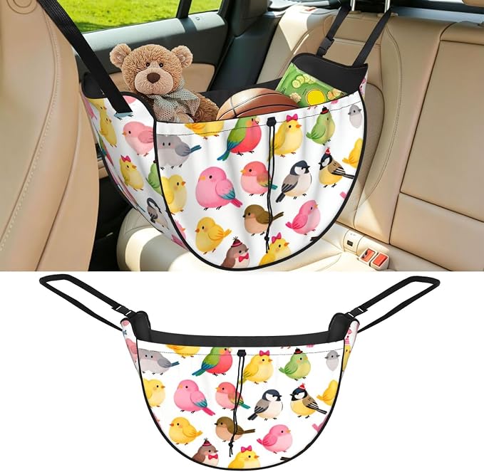 Cute little bird Car Seat Organizer-Backseat Storage Bag for Travel | Waterproof Durable. Holds Snacks Gear Essentials. Fits Most Cars.