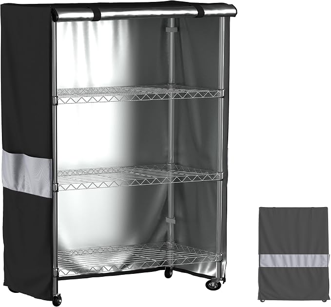 Wire Shelf Cover 60x24x72 Heavy Duty 600D Waterproof Dustproof Zipper Cover | dustproof shelf cover with zipper fits 60x24x72 metal racks for garage warehouse storage protection