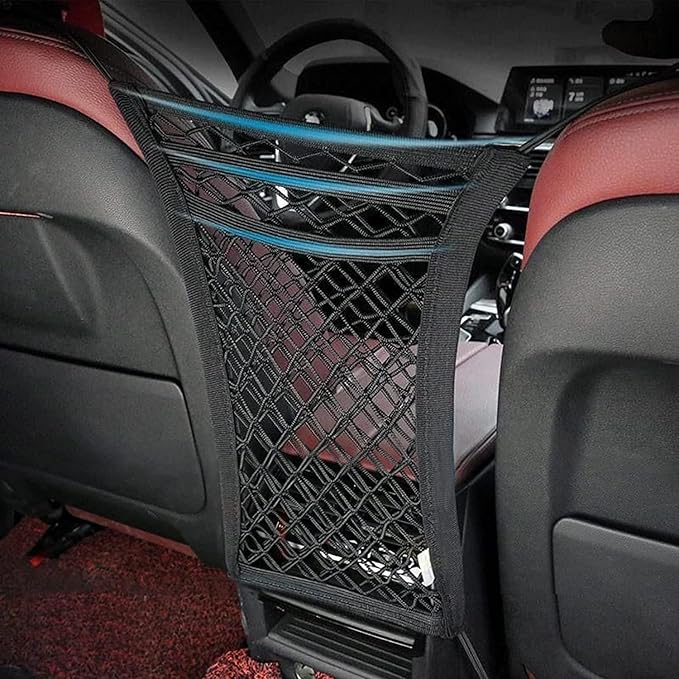 OUTMX Dog Car Net Barrier for Chevrolet Traverse Limited 2024, Pet Barrier with Car Mesh Organizer for Dog & Child Safety Divider with Storage Pouch