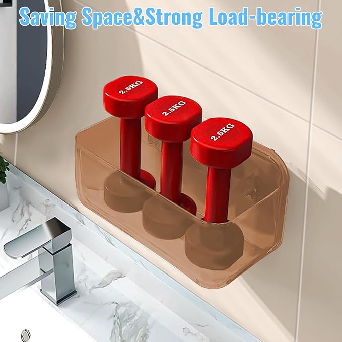 CGBE 2-Pack Cabinet Door Organizer, Self Adhesive Bathroom Shelves, Amber | Acrylic Shower Caddy, Wall Mounted Storage, No Drilling, Automatic Draining, For Cabinet Door and Shower Wall