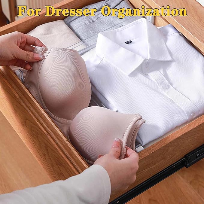 12Pcs Drawer Dividers for Clothes,3.15" High 11.34"-19.69" clear | Adjustable Expandable Dresser Drawer Organizer, Clear Plastic Separators for Dresser, Baby Clothing