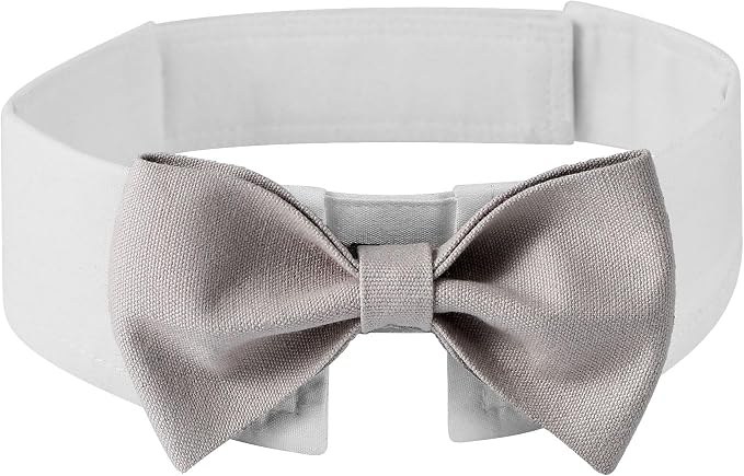 Elegant Dog Bow Tie - Cute Tuxedo Bowtie with Adjustable White Collar for Formal Pets - Perfect for Valentines, Weddings, and Birthdays