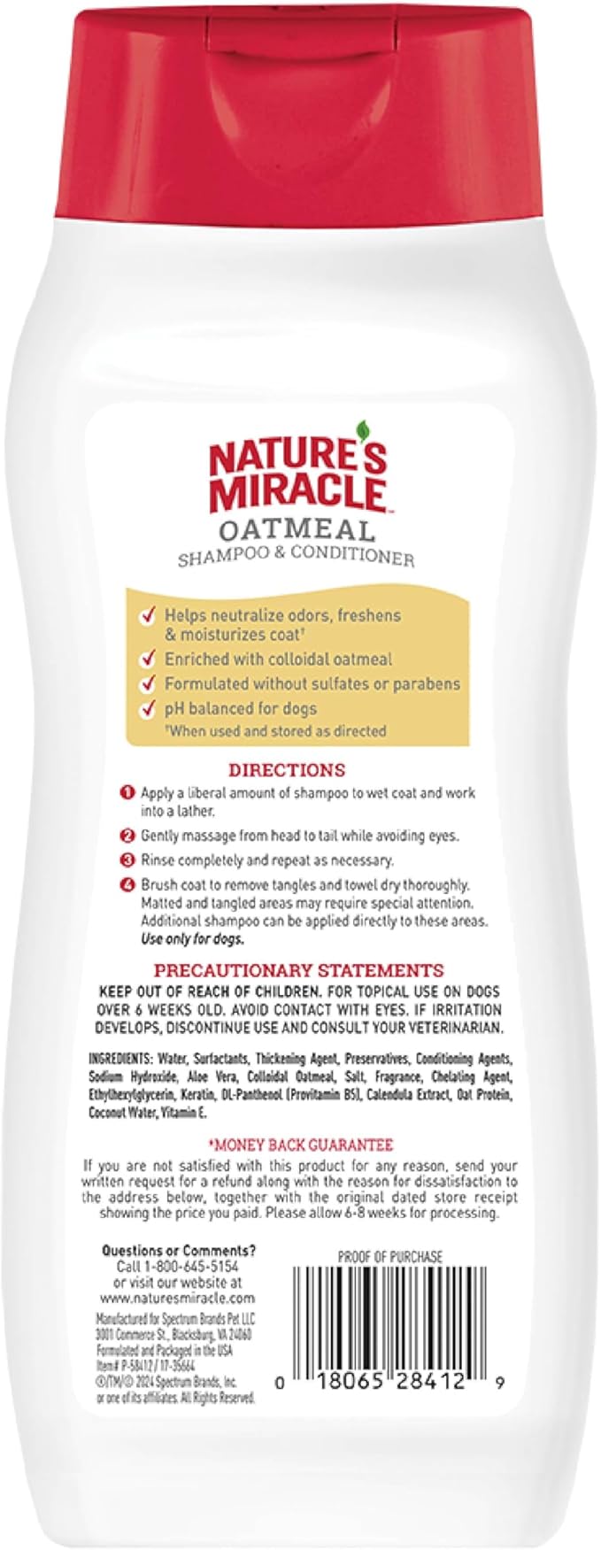 Nature’s Miracle Oatmeal Shampoo for Dogs, 16 Ounces, Pistachio Cream Scent