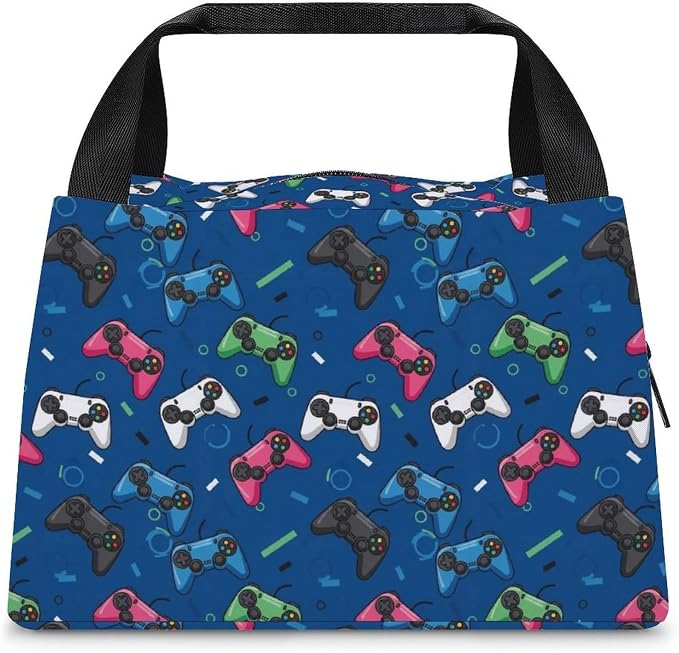 Large Capacity Insulated Lunch Bag, Video Game | Leakproof Cooler Tote, Wear Resistant, Portable Food Carrier Bags, for Party Camping Beach Vacation