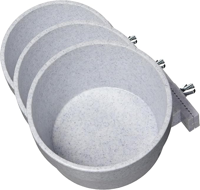 Lixit Quick Lock Removable Cage Bowls for Rabbits, Guinea Pigs, Gerbils, Ferrets, Dogs, Cats, Birds, and Other Small Animals - Made in USA (Gray,20 Ounce), (Pack of 3)