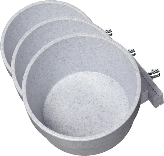 Lixit Quick Lock Removable Cage Bowls for Rabbits, Guinea Pigs, Gerbils, Ferrets, Dogs, Cats, Birds, and Other Small Animals - Made in USA (Gray,20 Ounce), (Pack of 3)