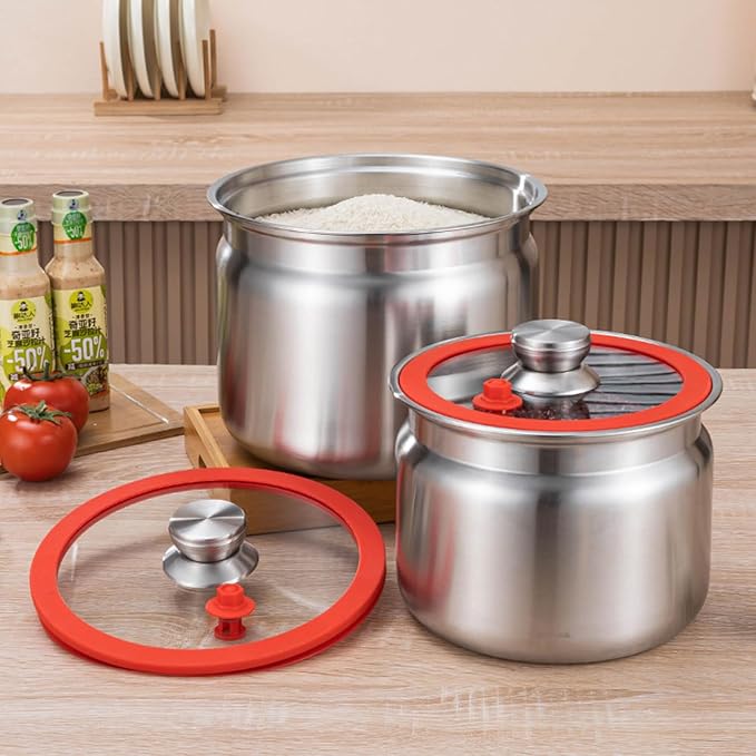 Sturdy Stainless Steel Kitchen Storage Jars with Clip Airtights Seal for Preserving Rice Flour Coffee Dry Goods Stainless Steel Food Storage Containers