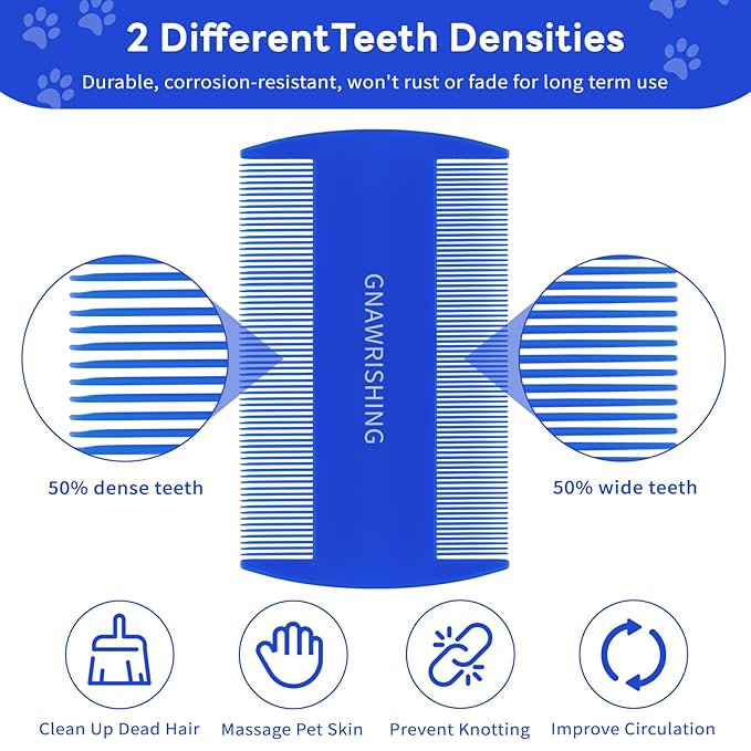 Flea Comb 4Pcs with High Strength Teeth Pet Tear Stain Remover Combs, Pet Dog Cat Grooming Comb Set Effective Float Hair Remover