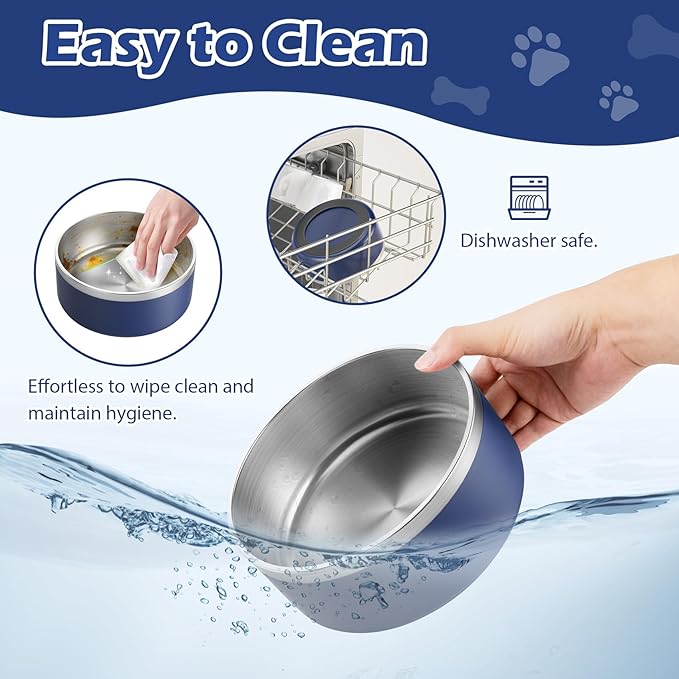 LIANLAI Stainless Steel Dog Bowls, Rust-Resistant Pet Bowls, Non Slip Dog Water Bowl, Versatile Feeding Bowls (Blue，40 oz)