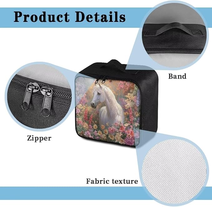 Rnyleeg Floral Horse Medical Kit for Home Portable First Aid Bag with Handle Empty First Aid Travel Kit Compact Emergency Medicine Supply Bag for Women