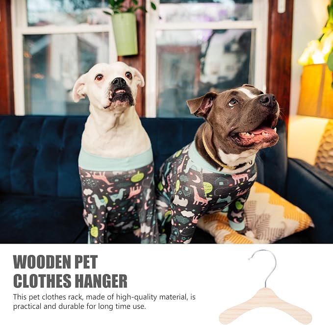 10pcs Wooden Pet Clothes Hanger with Stainless Steel Hook 16cm Diameter Sturdy Organizer for Pet Clothing to Keep Dog Apparel Neat and Accessible