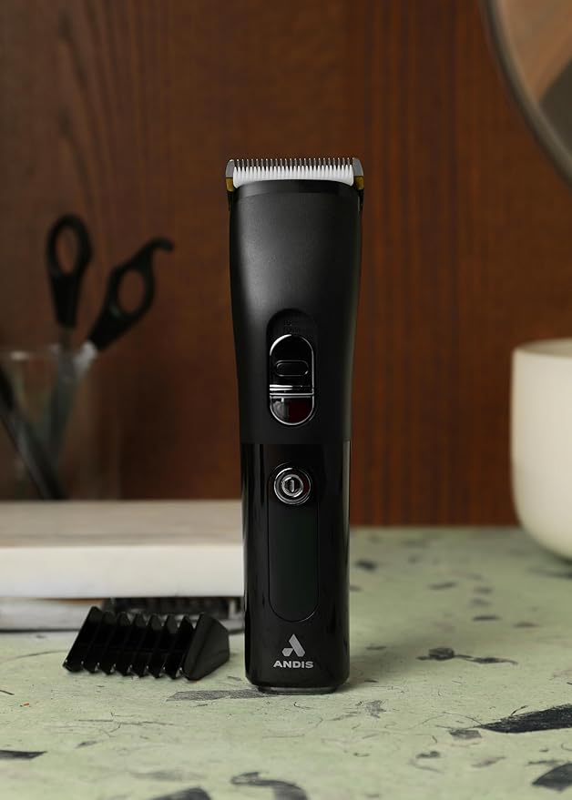 Andis 560547 Envision Cordless High-Speed Hair Clipper, 21-Piece Kit, Adjustable Blade, 1.5” LED Digital Display Screen, Black