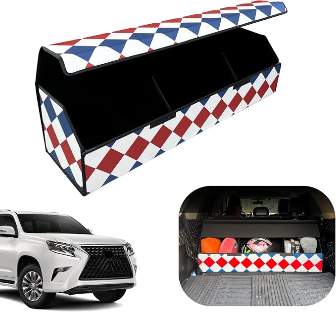 Car Trunk Organizer for For GX - Custom Fit,Easy Installation，Large Space Outdoor Trunk Organizer with Leather,Hook and Loop Fastener,4-Layer Cover,For GX 460 2010-2023
